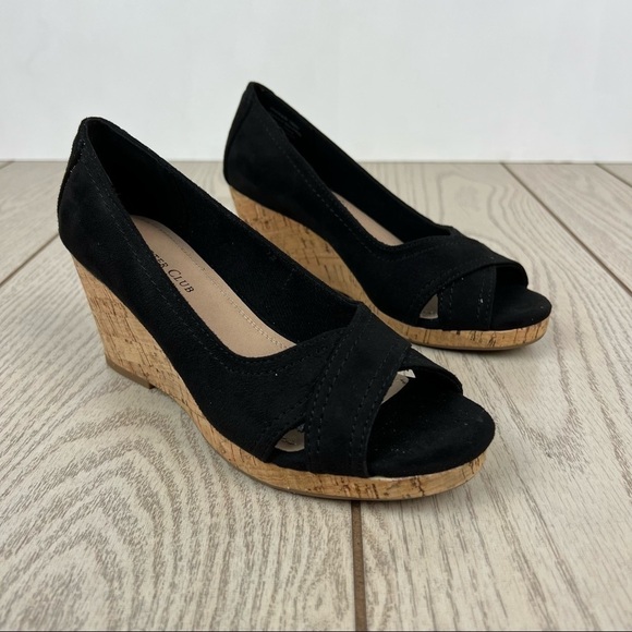 Charter Club Shoes - Charter Club Women's Toniie Faux Suede Summer Wedges 5.5M Black